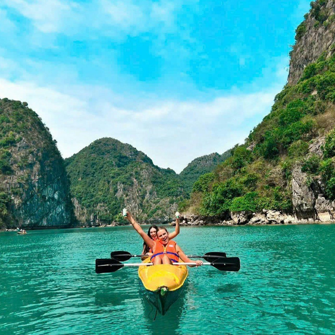 Baia di Halong e baia di Lan Ha: crociera in catamarano a 5 stelle + pranzo + trasferimento facoltativo