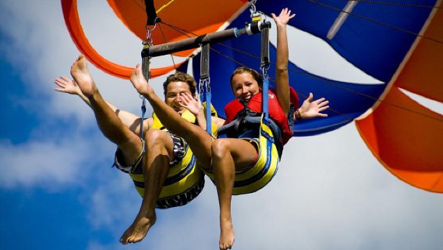 Boracay Island water activities: parasailing, jet ski, diving, helmet diving, island hopping, stand-up paddleboarding, banana boat, crystal kayak, UFO, sailing boat