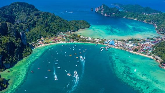 Lawatan melompat pulau bot laju Pulau Phi Phi dan Pulau Buluh Krabi, Thailand (Teluk Maya + Pantai Monyet + pengalaman snorkeling)