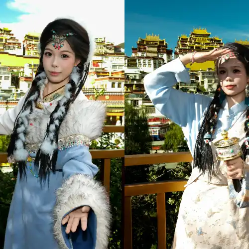 香格里ラのチベット衣装撮影体験（豊富な衣装選択+民族的な華やかさ+心