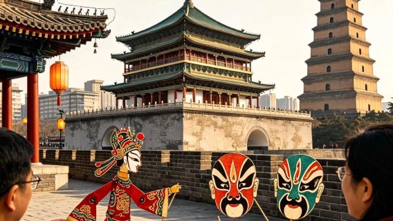 Büyük Vahşi Kaz Pagodası + Şehir Surları + Somut Olmayan Kültürel Miras Atölyesi·Gölge Oyunu/Qin Operası [İngilizce Rehber + Araç + Bilet]