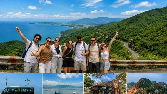 Transfert en bus de Hué à Hoi An avec visite touristique
