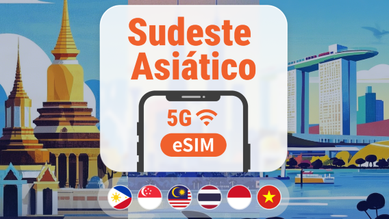 Sudeste Asiático 6 Países 5G eSIM | Multi Red • Todas las IA | 1–30 Días | Código QR