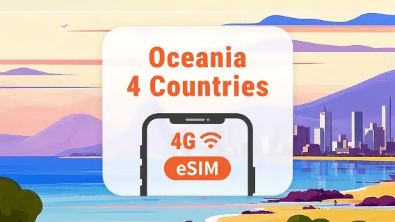 Oceania 4 Destinations eSIM | Fiji, Tonga, Samoa, Papua New Guinea | 1–30 Days | Instant QR