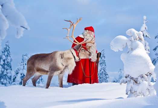 Finland Rovaniemi Santa Claus Village + Arctic Circle Snowmobile Park + Husky Reindeer Sled Tour
