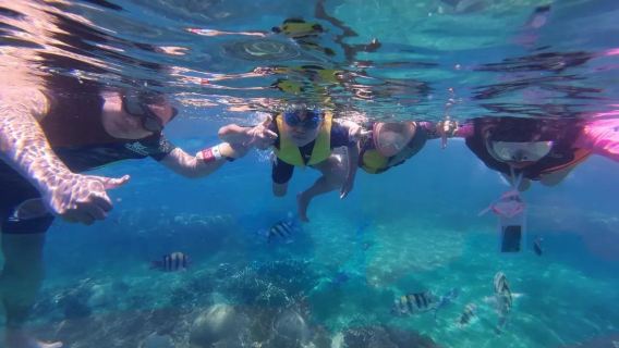 Snorkeling/scuba di terumbu karang Pulau Fenchow + tiket kapal + papan dayung + gelongsor air + rakaman bawah air