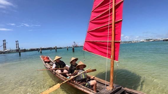Okinawan sail & paddle tour on a traditional fishermen boat