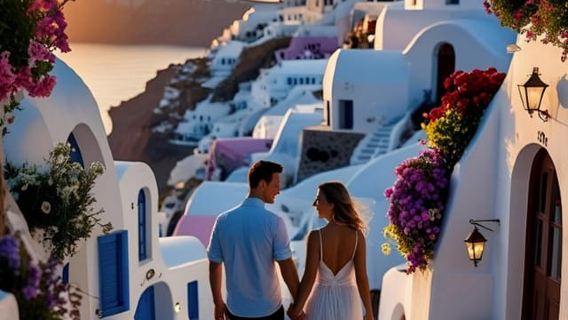 Santorini: tour privado al atardecer a Oia y la bahía de Ammoudi