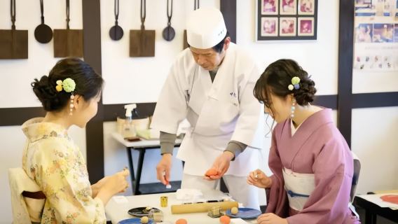日本京都東清水寺和菓子手作り体験・着物着付け （初心者歓迎）