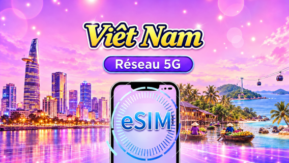 Vietnam | eSIM 4G/5G | Forfait journalier/Forfait de données | Facturation sur 24 heures | 1-30 jours | Code QR