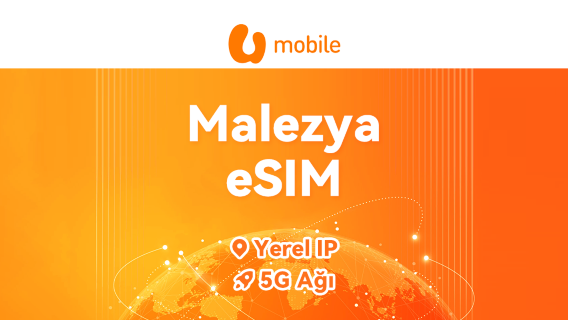 Malezya U Mobile 5G eSIM | Günlük Paket/Veri Paketi | 24 Saat Ücretlendirme | QR Kodu