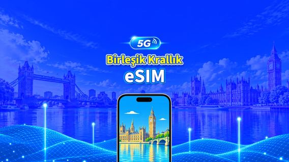 Birleşik Krallık 5G eSIM | 3 ağ | AI ve TikTok Tam Destekli | Günlük/Toplam Veri Paketi | 1–30 Gün | 24 Saatlik Faturalandırma | QR Kod