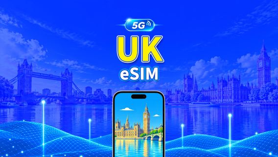 United Kingdom 5G eSIM  | 3 Networks Covered | Fully Supports AI & TikTok | Daily/Total Data Package | 1–30 Days | 24-Hour Billing | QR Code