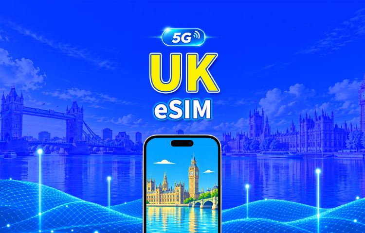 United Kingdom 5G eSIM | 3 Networks Covered | Fully Supports AI & TikTok | Daily/Total Data Package | 1–30 Days | 24-Hour Billing | QR Code