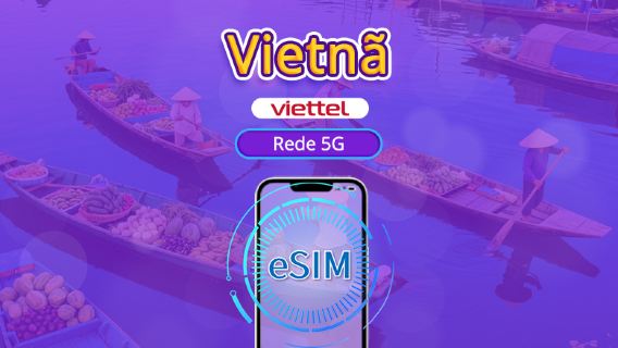 Vietnã eSIM Viettel | Suporte para rede 5G, TikTok e ChatGPT | Pacote diário | 3-30 dias | Cobrança por dia natural | Código QR