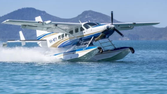 Tour en hydravion des îles Whitsunday [Survol du Heart Reef et arrêt à la plage de Whitehaven]