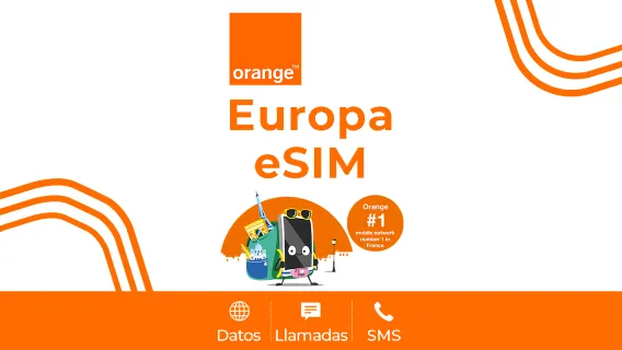 Europa Orange 4G eSIM | Llamadas + SMS | Número de teléfono francés | Facturación 24 horas | Código QR