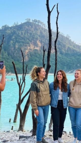Jakarta to Bandung City: White crater, Rengganis bridge & hot springs tour