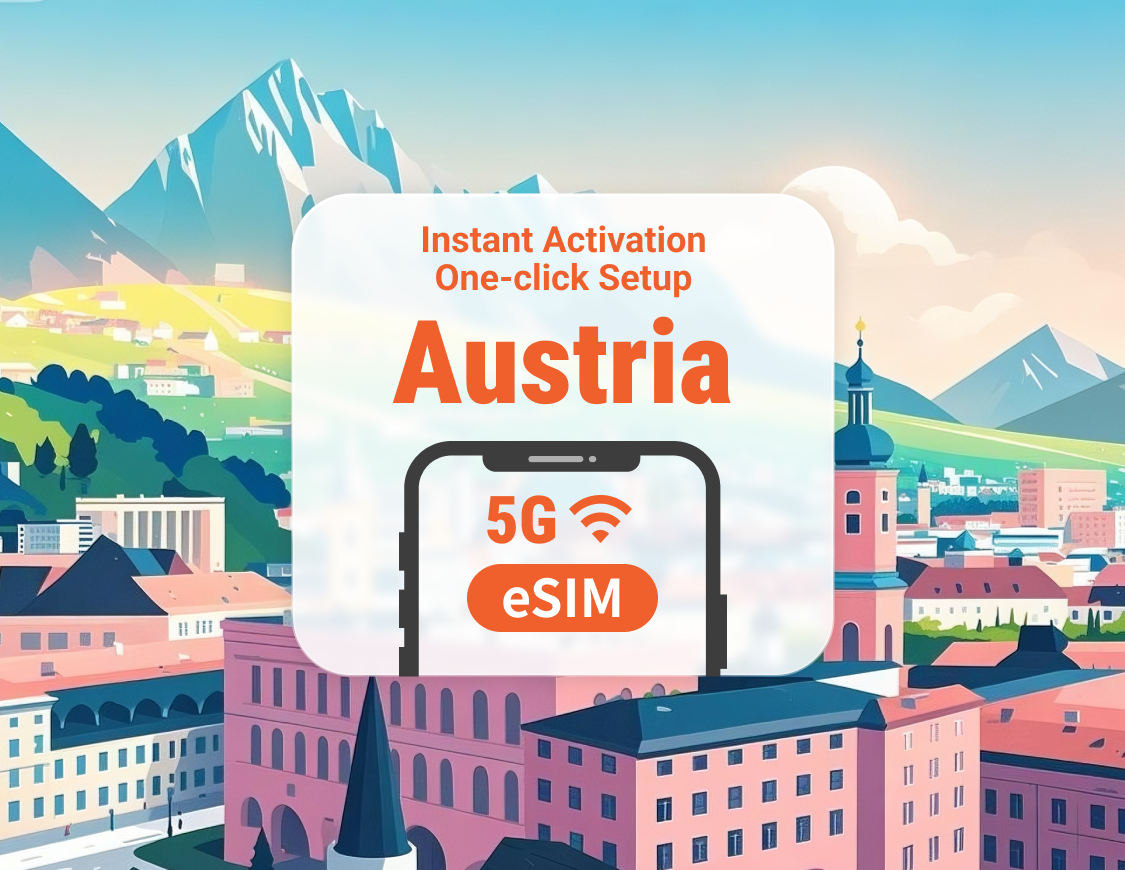 eSIM 5G Austria | Doppia rete | Supporta ChatGPT e TikTok | 1–30 giorni | QR istantaneo