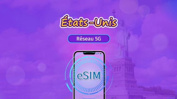 États-Unis | eSIM 5G | Forfait journalier/forfait total | Facturation 24h | 1 à 30 jours | Code QR