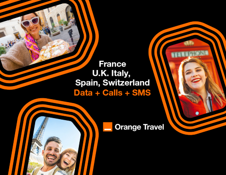 France-Spain-UK-Italy-Switzerland Orange Travel 4G/5G eSIM | Data/Calls/SMS  | 20GB/50GB/100GB |