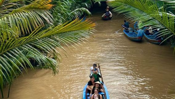Die nicht-touristische Seite des Mekong-Deltas mit dem Fahrrad und Rudern