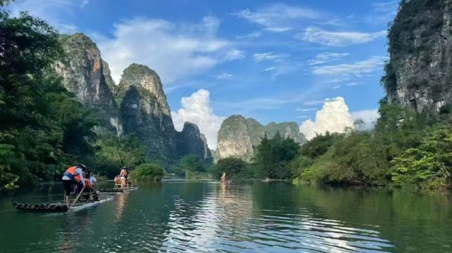 桂林陽朔興坪三星漓江遊船竹筏1日遊千里江山圖