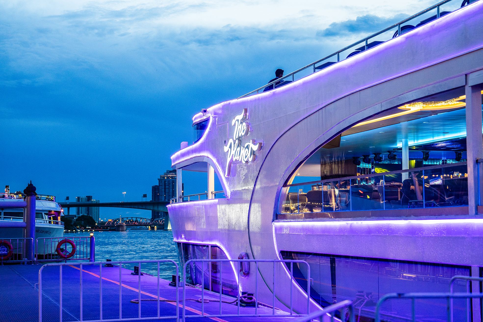 The Planet Cruis sunset cruise on the Chao Phraya River in Bangkok.