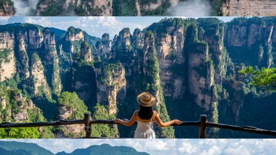 Gunung Tianmen Zhangjiajie + Taman Hutan Nasional Zhangjiajie + Jembatan Kaca Grand Canyon Zhangjiajie (bebas biaya penyesuaian rencana perjalanan + dapat mengakomodasi tur mandiri+ tur keluarga + rombongan konferensi perusahaan)
