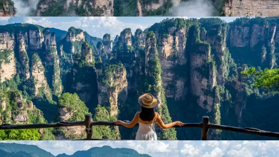 Zhangjiajie Tianmen Berg + Zhangjiajie National Forest Park + Zhangjiajie Grand Canyon Glasbrücke (kostenlose Reiseplanung + Selbstgeführte Touren möglich + Familienreisen + Firmenkonferenzgruppen)
