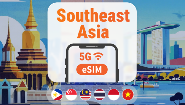 eSIM 5G para 6 países del Sudeste Asiático | Compatible con ChatGPT | Planes de 1 a 30 días | Singapur, Malasia, Tailandia, Indonesia, Vietnam, Filipinas | Uso inmediato | Código QR