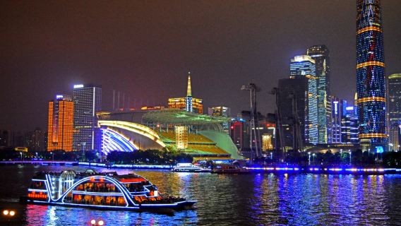 [Afhentning hjemme] Guangzhou Pearl River Night Cruise (Tianzi/Dashatou-havnen) | Inkluderer let måltid på båden
