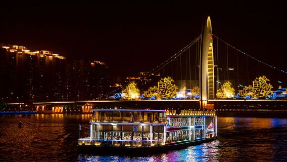 Tour đêm nhất định phải thử ở Quảng Châu! Du thuyền đêm trên sông Châu Giang (Bao gồm ghế VIP và xe đưa đón khứ hồi)
