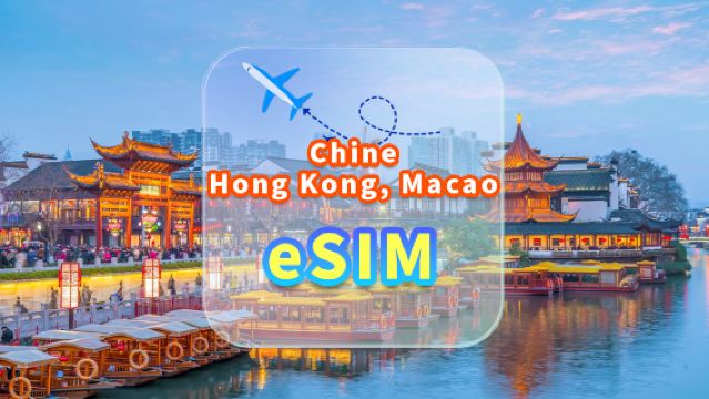 Chine, Hong Kong et Macao | eSIM 5G | Données illimitées | Réseau haut débit | Pas besoin de retirer la carte | Jour naturel | Code QR