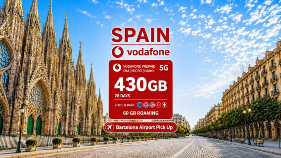 [Spain] Vodafone|5G SIM Card|Multi Options|Data+Calls|Pick up at Barcelona Airport T1&T2|EU Roaming