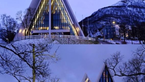 Lawatan sehari ke bandar Tromso Norway | Katedral Artik + Taman Botani Gunung Artik + Pelabuhan Bandar Lama