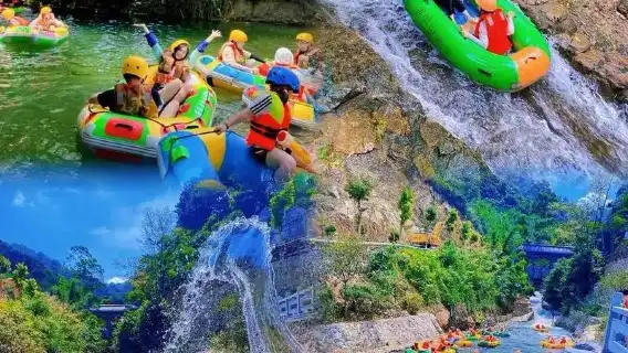 桂林陽朔帶娃一起「探索新境」玩|龍頸河漂流＋可以爬的古東瀑布