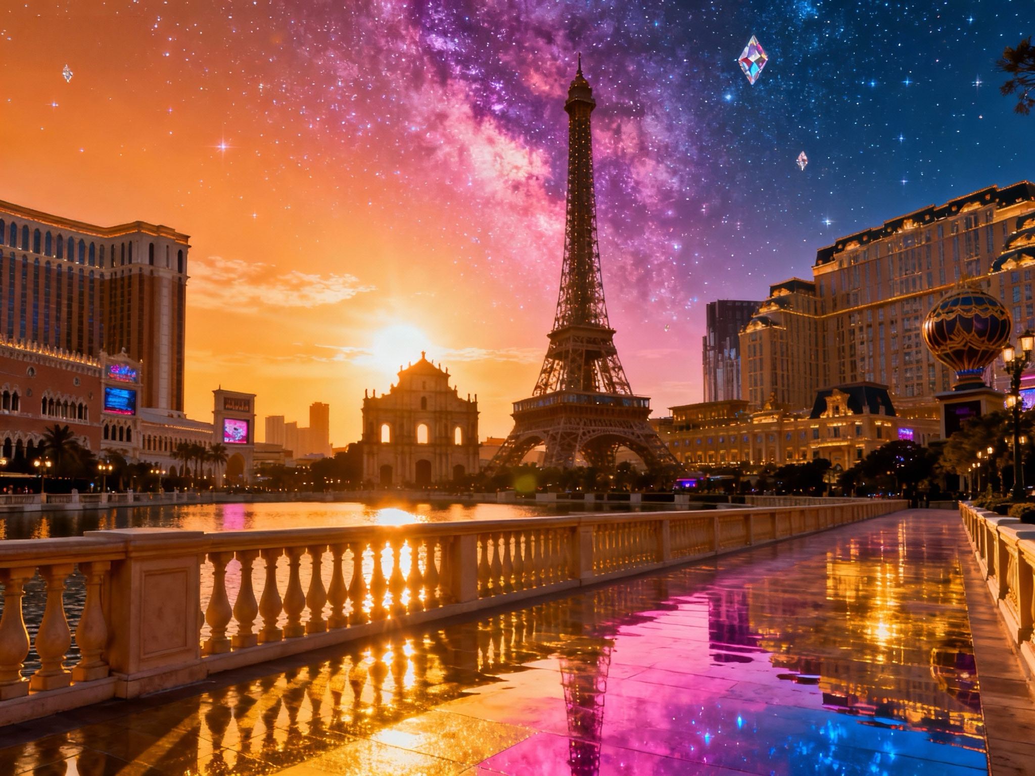 excursión de un día a Macao: Parisian + Ruinas de San Pablo + Venetian + Diamante de Galaxy + tarjeta SIM de datos con viaje organizado