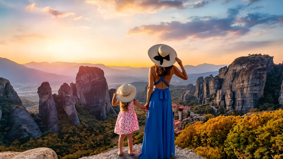 Round-trip 1-day tour to Miyazaki-inspired cliff-top wonders from Athens including hermit caves + Greek lunch