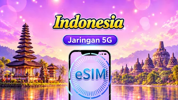 Indonesia | 4G/5G eSIM | Paket Harian/Paket Data | Penagihan 24 Jam | Pilihan 1 - 30 Hari | Kode QR