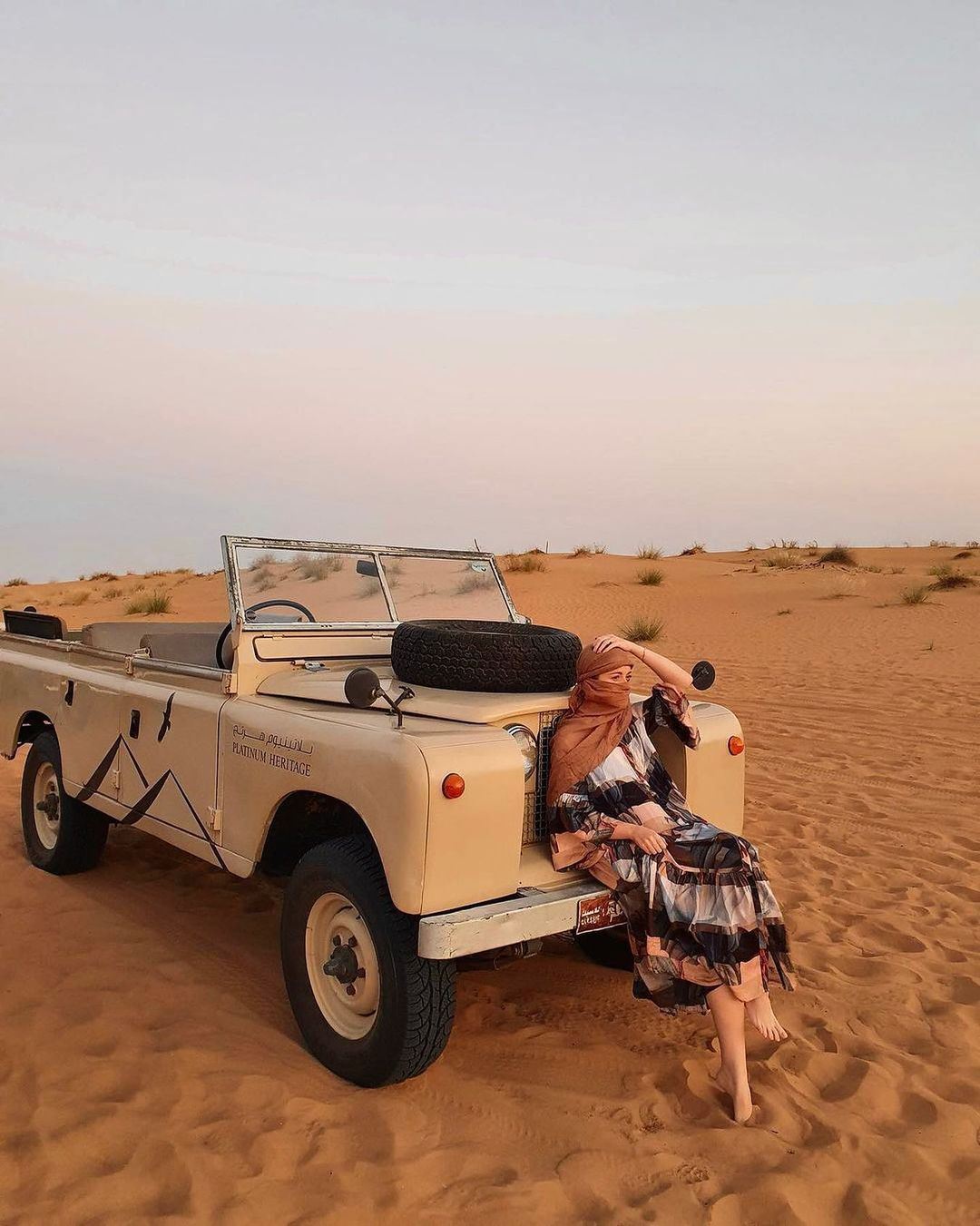 Esplorazione del mattino a Dubai nella riserva desertica per avvistare gazzelle con fuoristrada Land Rover d'epoca - Esperienza VIP di lusso nella natura selvaggia
