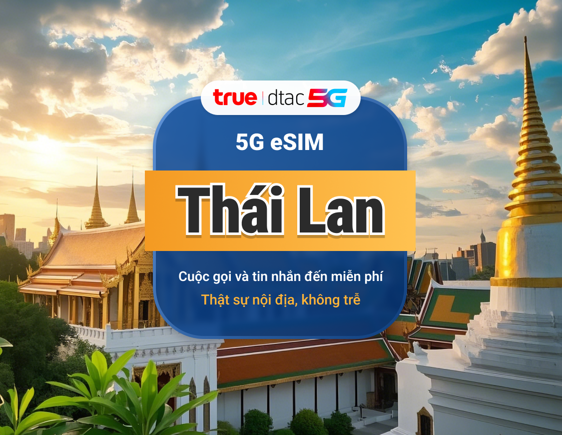 eSIM DTAC 5G Thái Lan | IP nội địa với tốc độ cao | 10 / 15 ngày | Dữ liệu & cuộc gọi không giới hạn | QR tức thì