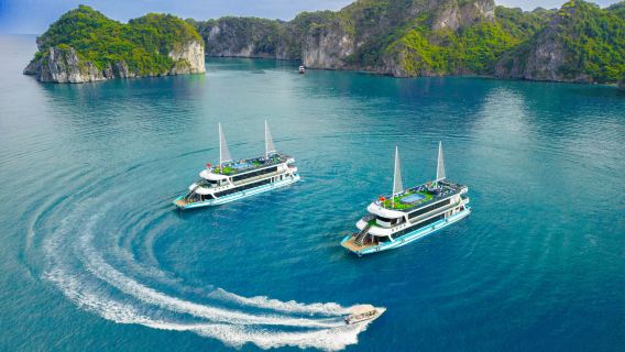 ออโรร่า ฮาลอง ทัวร์วัน: บุฟเฟ่ต์อาหารกลางวัน พายเรือคายัค ถ้ำซุงซอต เกาะติตอป ปาร์ตี้ชมพระอาทิตย์ตก