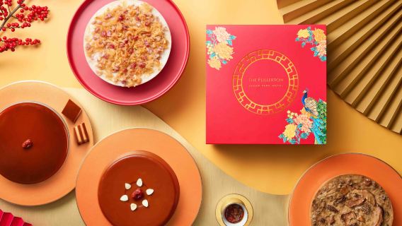 Hotel The Fullerton Ocean Park Hong Kong | Pastel de Año Nuevo tradicional con leche de coco/Pastel de rábano vegetariano con setas/Pastel de rábano con carne curada "Jade"/Pastel de dátiles con colágeno | Para llevar