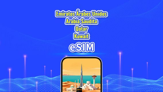 EAU/Arabia Saudí/Qatar/Kuwait eSIM 5G | Plan diario/Paquete de datos totales | 1-30 días | Facturación de 24 horas | Código QR
