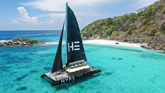 Featured tour starting at 4465 THB: [Black pearl] 1-day tour to Ko Racha Yai and Coral Island from Phuket by giant catamaran with party