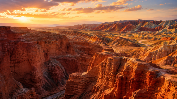 Excursión privada de un día al Gran Cañón de Pingshanhu y al Danxia de colores en Zhangye | Senderismo por el cañón + fotografía en las colinas multicolores