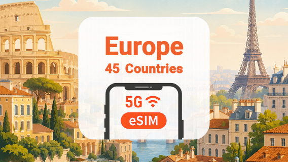 Europe 45 Countries 5G eSIM | All AI & TikTok | 1–30 Days | QR Code