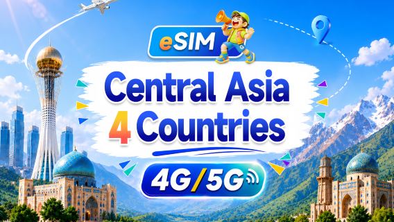 Central Asia four countries 5G/4G eSIM | Supports all AI & TikTok | 500MB/day - total 100GB | 24 hr billing | QR code