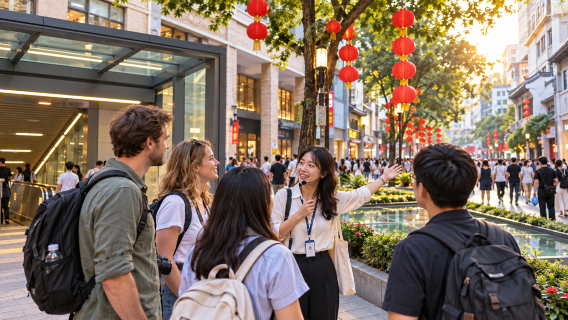 Visita guiada multilíngue | Excursão de um dia a Guangzhou: Rua Pequim + Templo Dafosi + degustação opcional de sobremesas (por sua conta)